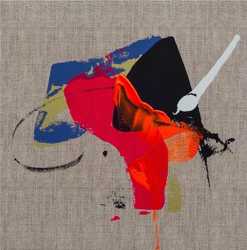 Panamanian artist Olga Sinclair surrounded by her colorful expressive paintings
