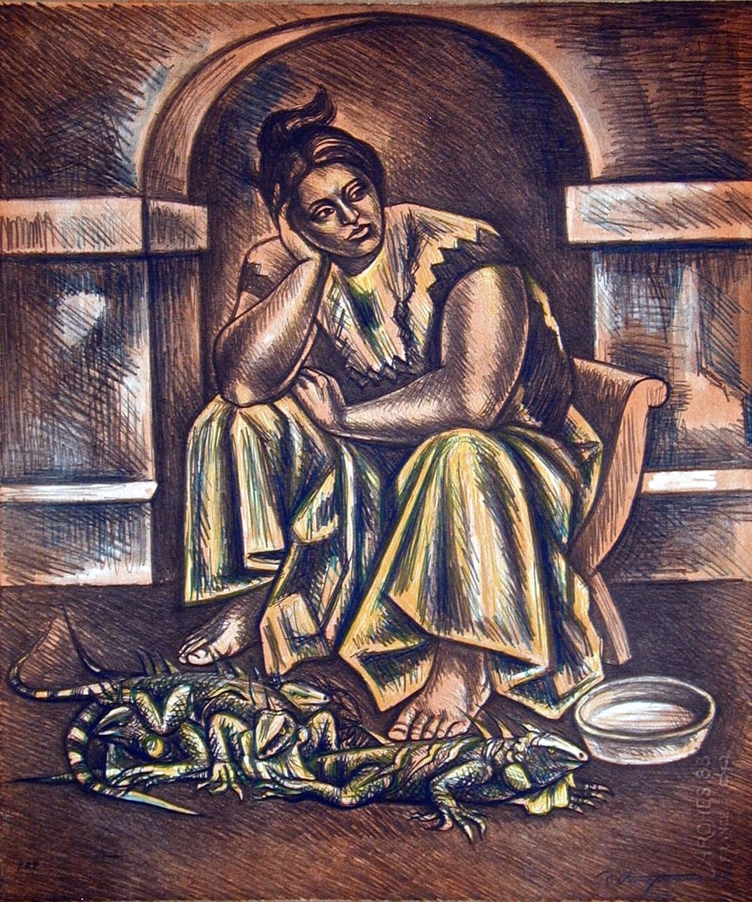 Iguana Seller by Raúl Anguiano