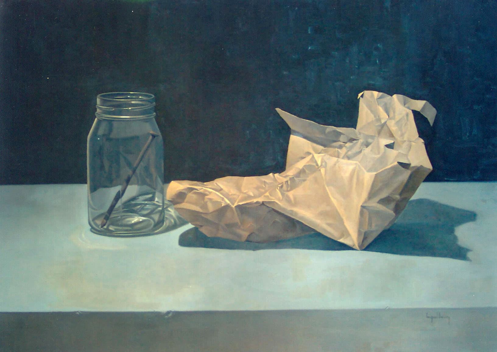 composiciòn con papel arrugado y clavo by Miguel Angel Núñez