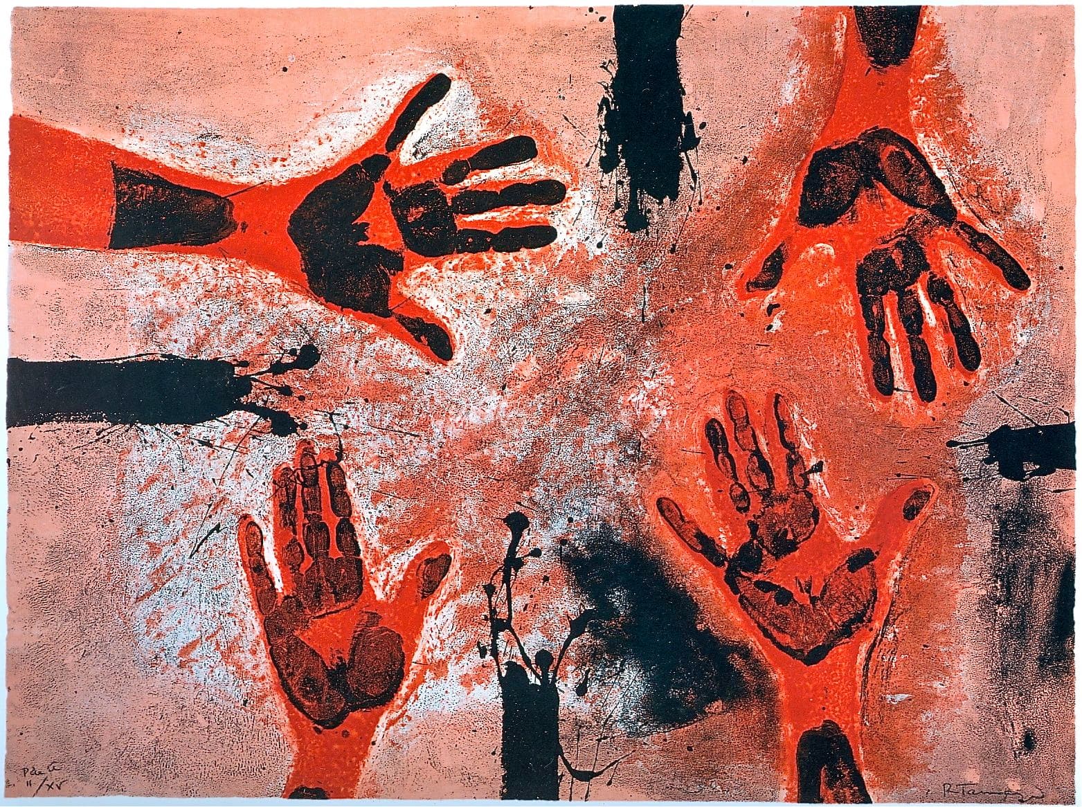 Manos en rojo by Rufino Tamayo