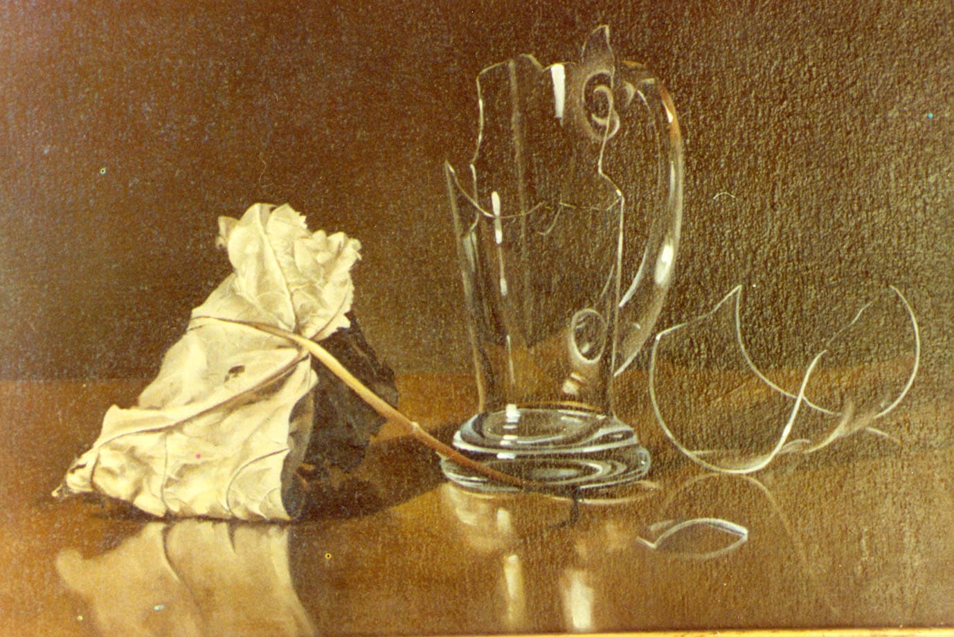 composiciòn con hoja y copa rota (tributo a Tonelli) by Miguel Angel Núñez