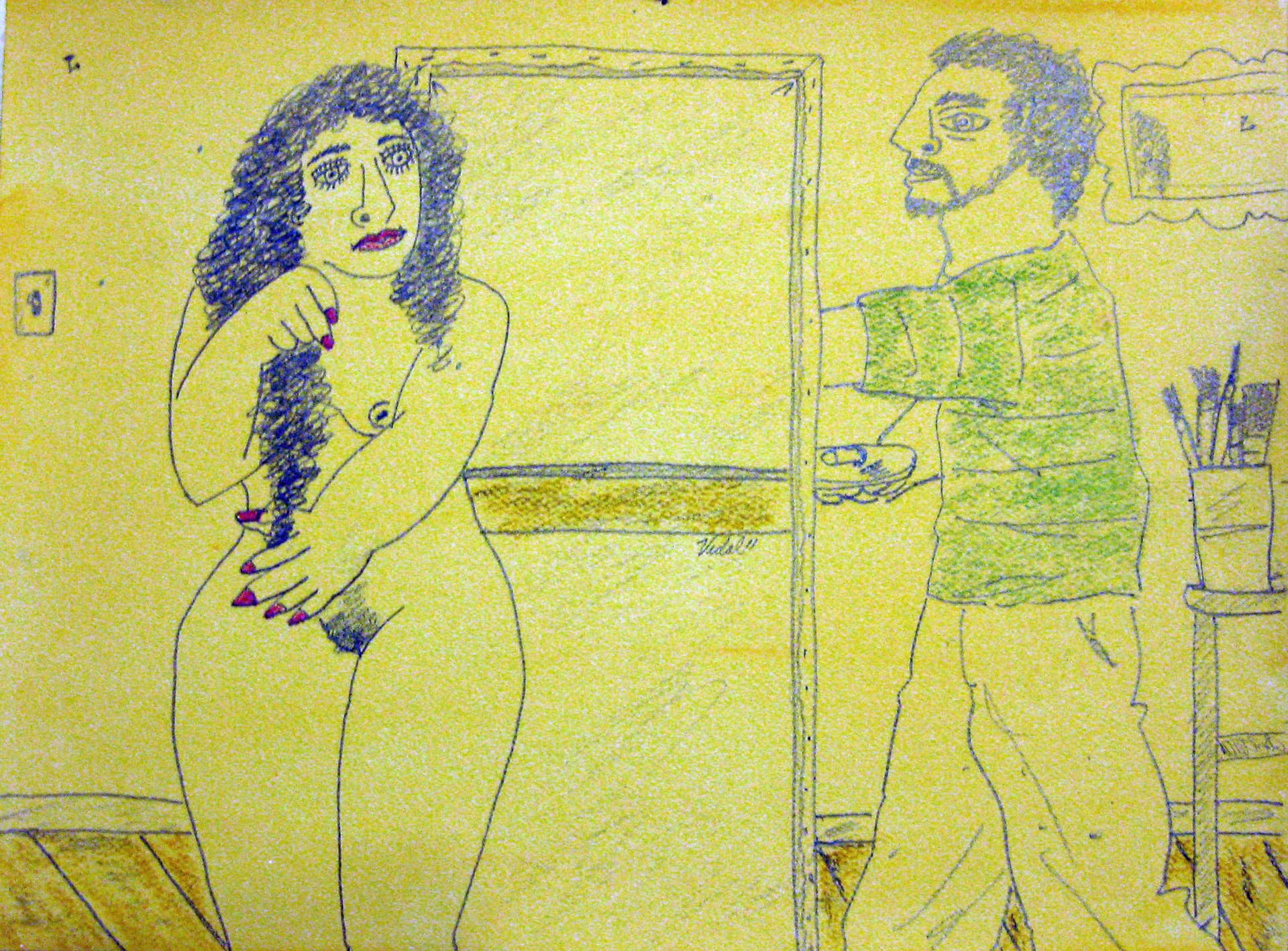 Modelo y artista en el estudio by Francisco Vidal