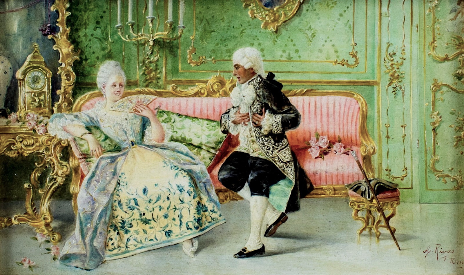 Courting Couple by Antonio Ribas Oliver, Painting
