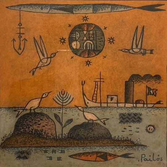 Constructivo Naranja by Manuel Pailós, Painting