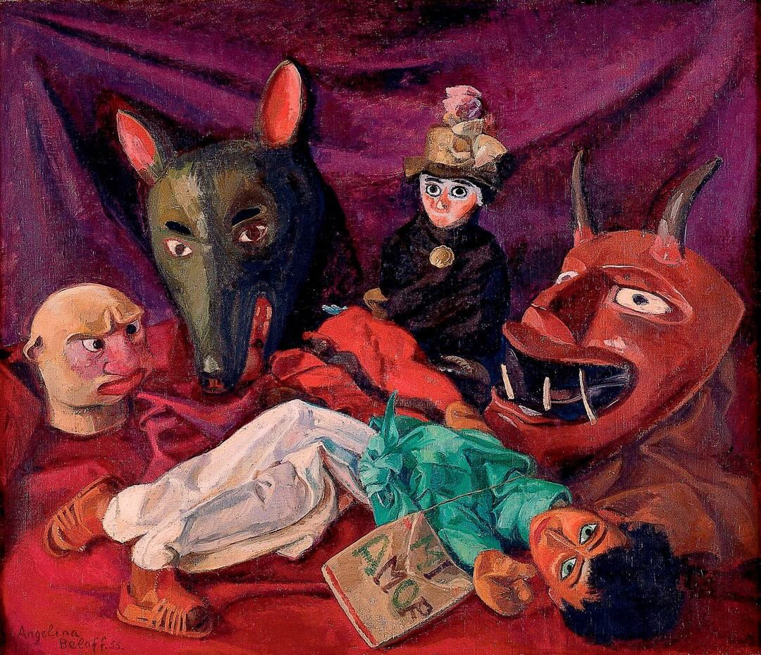 Máscaras y Muñecos by Angelina Beloff, Painting